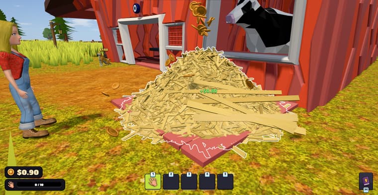Carry your armful to the selling pile and turn straw into money.